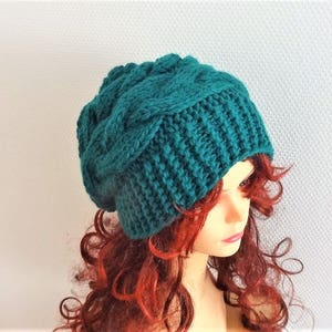 Chunky Knit Hat, Mens Hat, Women Hat, Winter Hat, Boho Hat, Slouchy Beanie, Slouchy Hat, Cable Beanie, Cable Hat, Knit Cap SIZES COLORS
