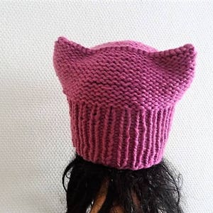 Pink Cat hat Chunky beanie Knit hat Animals Hat cat ears hat women pussyhat Pink pussy hat Knit cat Hat Pink girls pussyhat Feminist hat image 6