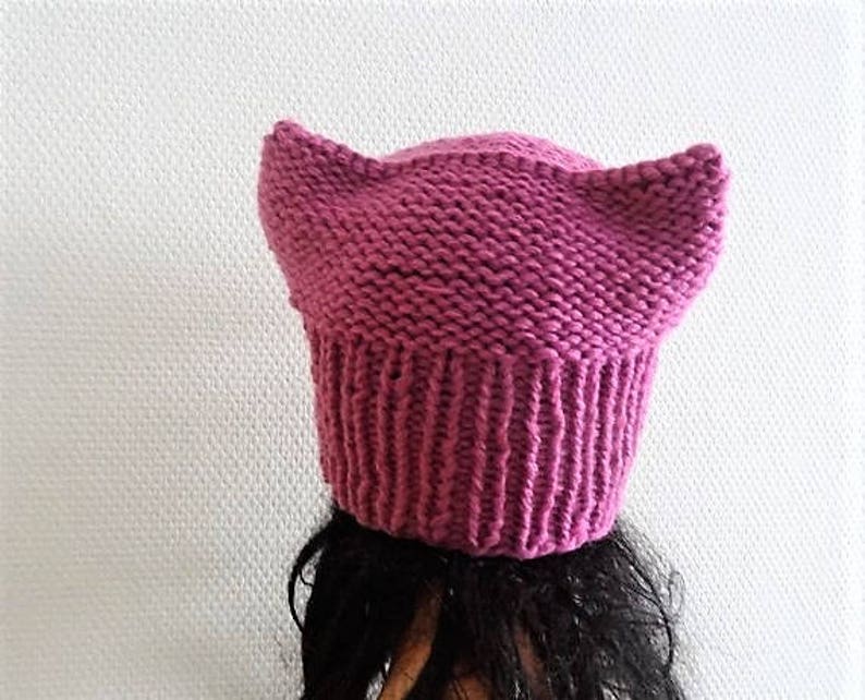 Pink Cat hat Chunky beanie Knit hat Animals Hat cat ears hat women pussyhat Pink pussy hat Knit cat Hat Pink girls pussyhat Feminist hat image 6