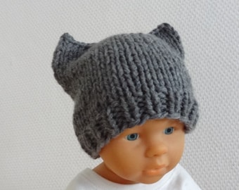Knit Cat Ear Beanie: Chunky Newborn Pussyhat