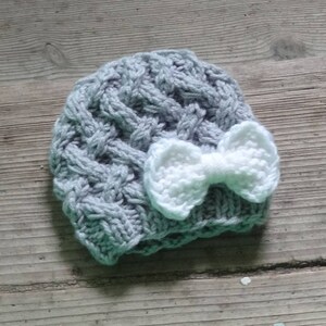 knit bow hat , Newborn Hat , girl hat Girl Outfit , Photo Prop hat , hat with bow , Infant Hat Toddler Girl Hat , infant bow hat girl beanie