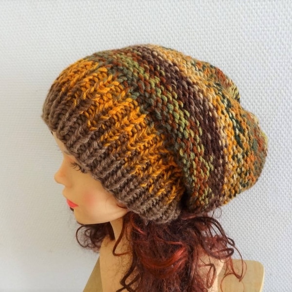 Couleurs d’automne slouchy hat oversize slouchy beanie femmes tricot chapeau ombre femmes chapeau tricoté grand chapeau Femmes Accessoires Hiver Chapeau tricoté casquette