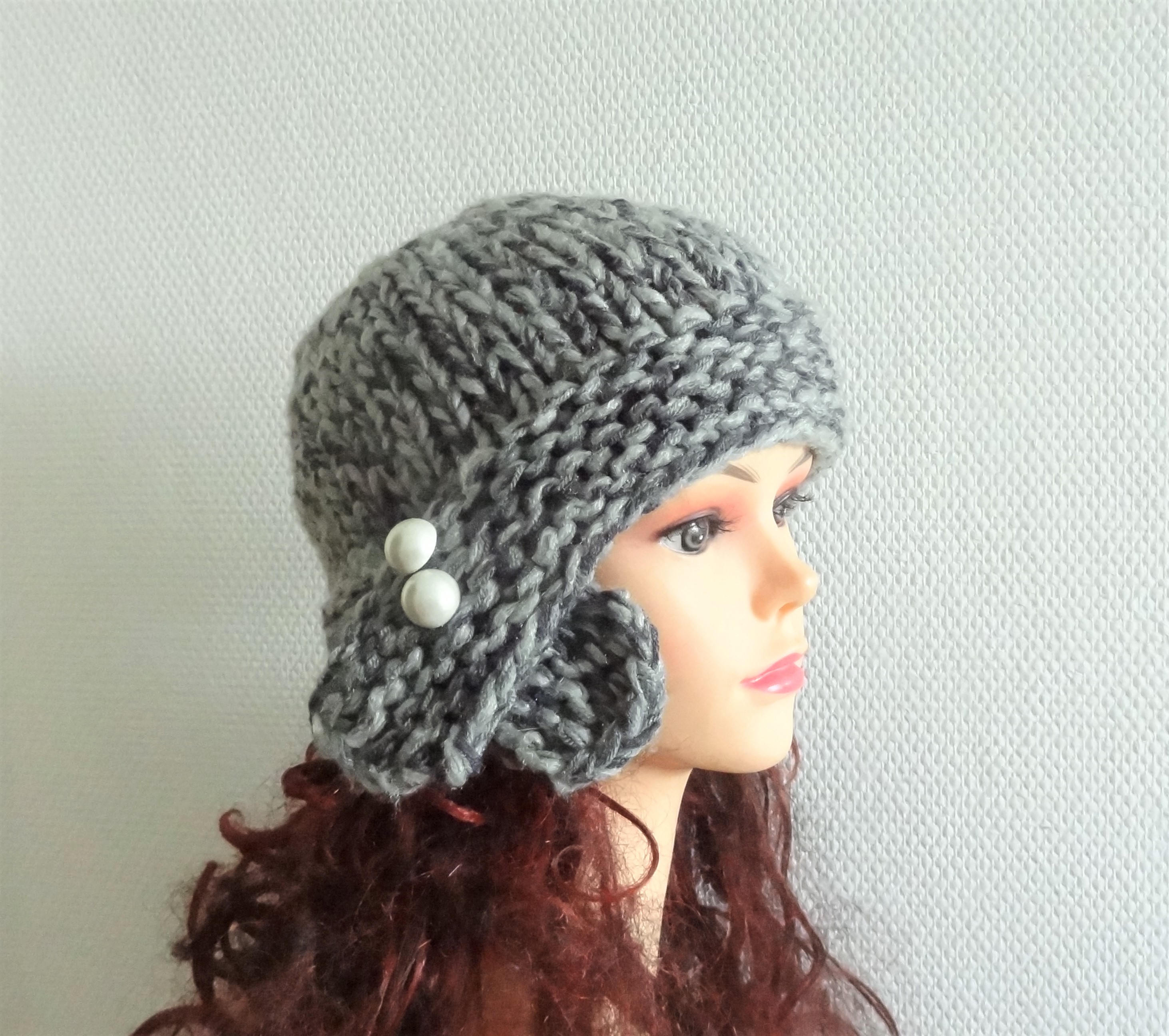 Knit Hat Womens Hat grey Cloche Hat Womens Accessories Winter Etsy