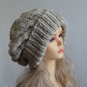 Unisex Knit Slouchy Hat Beanie Womens Hat Oversized Slouchy Beanie super slouchy hat  knit cable hat big men hat chunky hat