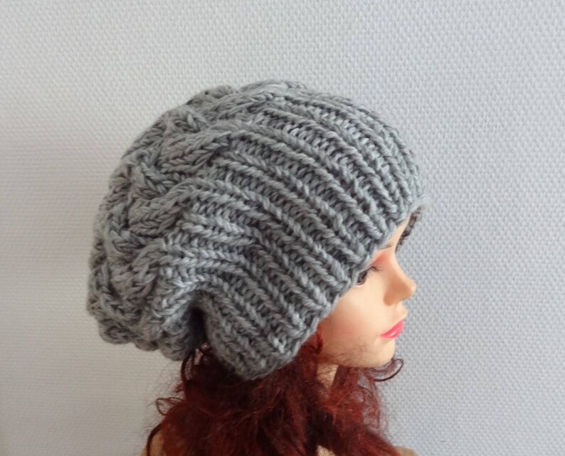 Funky Junque Women's Slouchy Beanie Hat - Oversized Acrylic Knit - Charcoal
