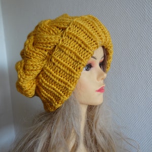 Unisex Knit Slouchy Hat Beanie Womens Hat Oversized Slouchy Beanie super slouchy hat  knit cable hat big men hat chunky hat