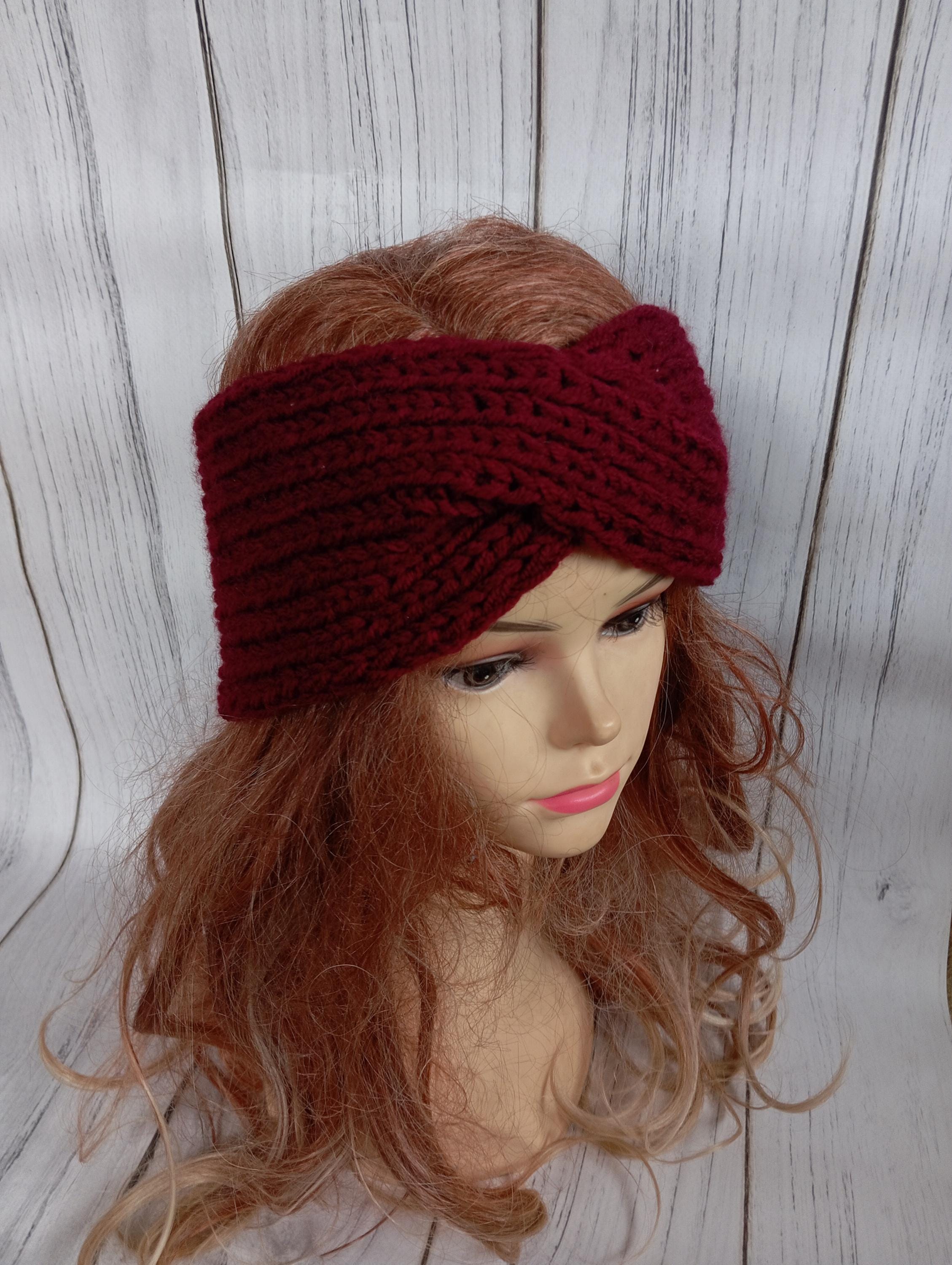Knit Wide Twist Headband Knitted Headband Hand Knit Headband  display picture 1