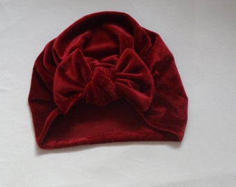 Turbante de terciopelo con lazo. Tallas y colores disponibles. Regalo para niñas. Turbante para bebé. Turbante para niñas.