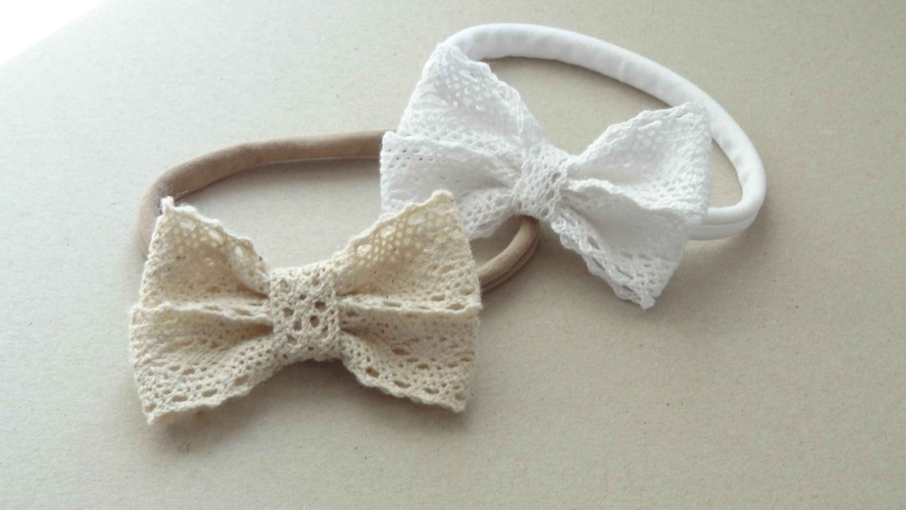 Baby Lace Beige Headband Bow Knot main image 1