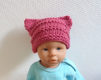 Pasgeboren kat hoed dikke beanie gebreide kattenoren hoed kinderen poesje meisje poesje kat hoed roze pasgeboren poesje feministische hoed kat babymutsje KLEUREN