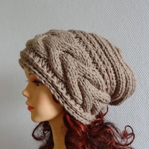 women slouchy beanie hat  Slouchy Beanie Large chunky hat Chunky Knit Winter fashion Knit Cable hat  Oversized Hat winter hat unisex big hat