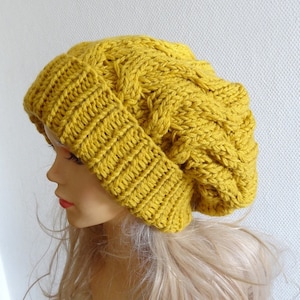 Unisex Knit Slouchy Hat Beanie Womens Hat Oversized Slouchy Beanie super slouchy hat  knit cable hat big men hat chunky hat