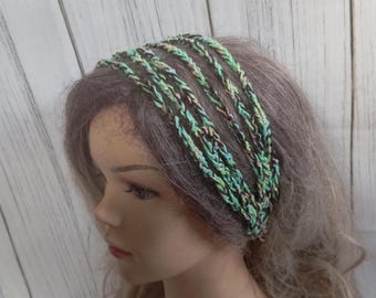 Braided Crochet Boho Headband: Rustic Hippie Hair Accessory