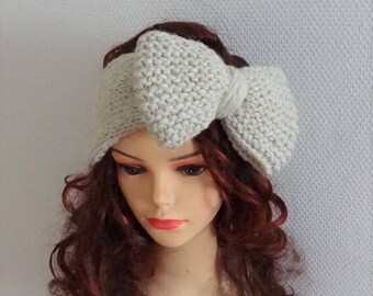 Knitted Bow Headband, BIG Bow Headband, Knit Headband, bow knit headband , Gift for Her, Head Wrap, Girls Head Band, Women Outfit, knit bow