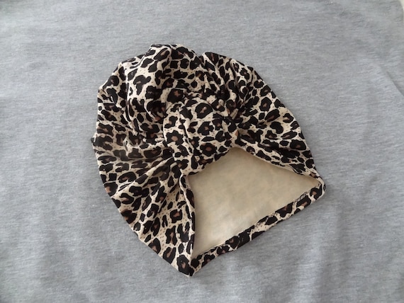 Leopard Turban Hat Bow Bamboo Baby Bow Turban - Leopard Print | The Little Bumble Co main image 3