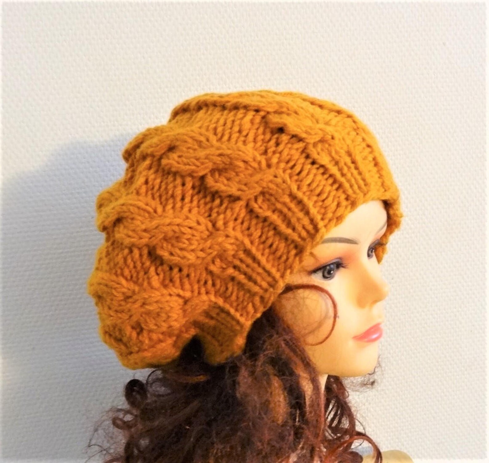 Hand Knit cable Hat women beret cable knit beret women Etsy