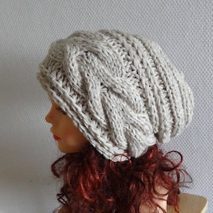Gorro folgado feminino, gorro folgado, gorro grande e grosso, gorro de tricô grosso para o inverno, gorro de tricô trançado, gorro oversized, gorro de inverno unissex grande
