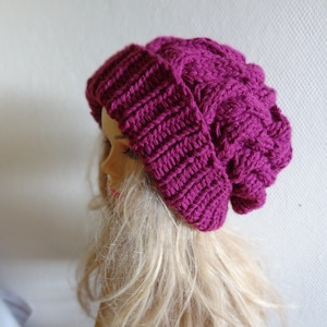 Chunky Knitted Hat, Unisex Knit Slouchy Hat Beanie Oversized Slouchy Beanie  knit cable hat chunky Mens Hat Winter Hat Knit Beanie, Knit Cap