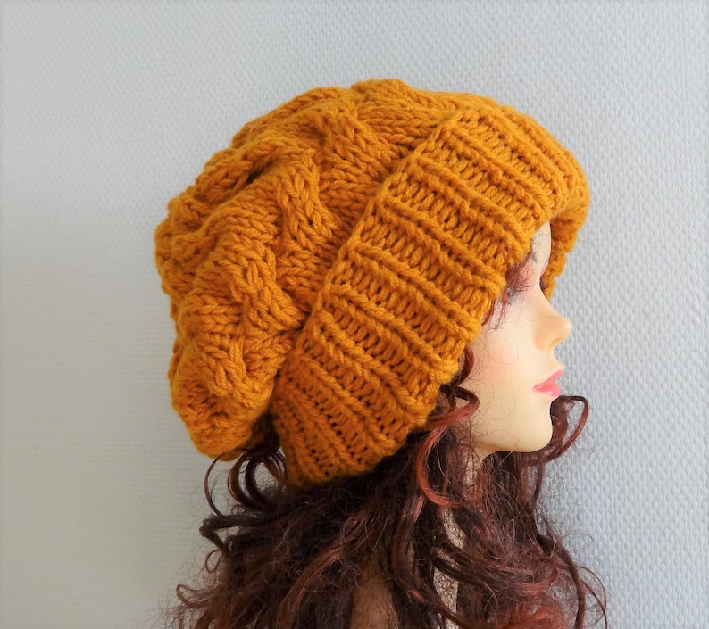 Unisex Knit Slouchy Hat Beanie Womens Hat Oversized Slouchy Etsy