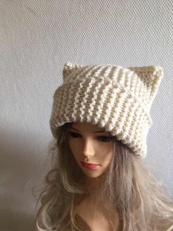 Chunky Knit Cat Ears Beanie: Animal Hat - Etsy