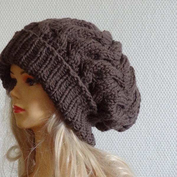 Unisexe Tricot Slouchy Hat Beanie Femme Chapeau Surdimensionné Slouchy Beanie super slouchy chapeau tricot câble chapeau big men chapeau chunky hat