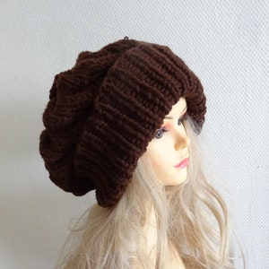 Unisex Knit Slouchy Hat Beanie Womens Hat Oversized Slouchy Beanie super slouchy hat  knit cable hat big men hat chunky hat