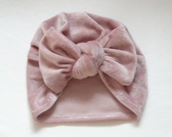 Turbante de terciopelo con lazo. Tallas y colores disponibles. Regalo para niñas. Turbante para bebé. Turbante para niñas.