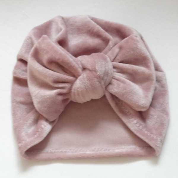 chapeau turban velours avec nœud TAILLES COULEURS cadeau pour filles bébé turban filles turban