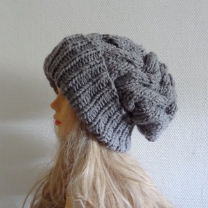 Knit Slouchy Beanie / Unisex Oversized Slouchy Beanie extra slouchy hat knit cable hat big men hat chunky hat big knit hat women slouchy hat