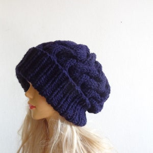Knit Hat Womens Hat Slouchy Beanie Oversized Beanie Slouchy Hat in navy Womens Accessories Winter Hat COLORS winter fashion gift for him
