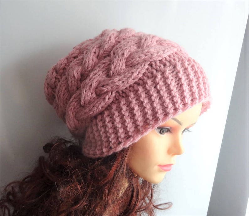 Slouchy Womens Knit Hat Red Beanie Womens Fashion Winter Hat Etsy