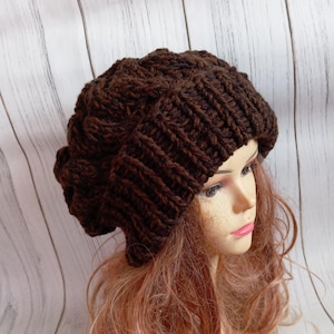 Unisex Knit Slouchy Hat Beanie Womens Hat Oversized Slouchy Beanie super slouchy hat  knit cable hat big men hat chunky hat