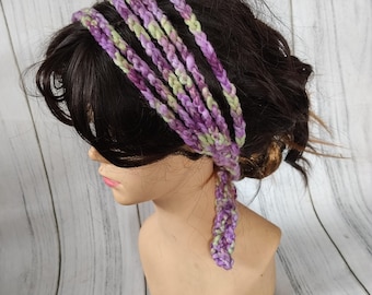 Handmade Braided Crochet Headband: Rustic Boho Hair Accessory