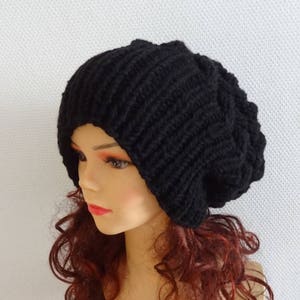 Unisex Knit Slouchy Hat Beanie Womens Hat Oversized Slouchy Beanie super slouchy hat  knit cable hat big men hat chunky hat