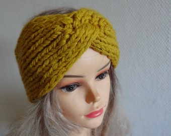 Knit wide twist headband Knitted Headband Hand knit headband, head wrap, ear warmer accessories women turban twisted headband knit turban