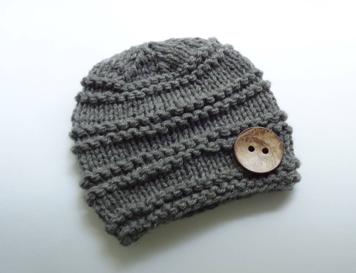 Newborn Baby Imported Knitted Winter Purple/White Hat main image 0