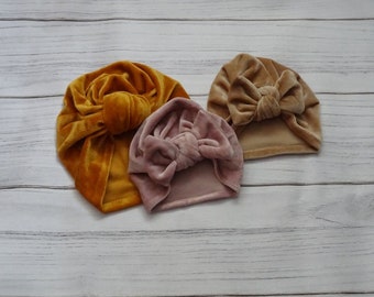 Turbante de terciopelo para bebé: regalo elástico para niña recién nacida
