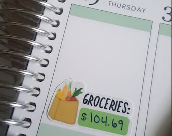 16 Grocery Planner Stickers - Budget Planner Sticker - Hand-drawn, Fit Most Planners - Grocery Shopping -  Budget - A001