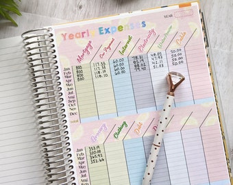 Yearly Expenses Overview/Tracker Sticker Sheet - Home Management - Planner - Budget - Finance Binder - Cash Envelope System - 7x9 size