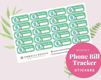 PHONE BILL Monthly Bill Due Tracker Planner Stickers - Budget Planner Sticker