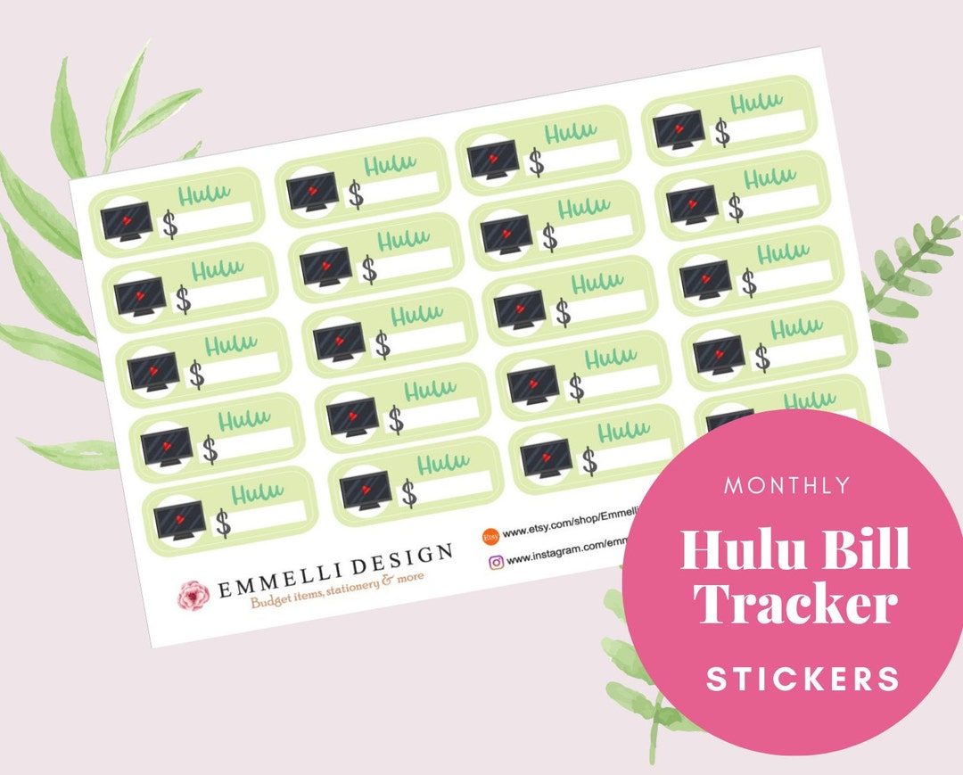 Hulu Monthly Bill Due Tracker Planner Stickers Budget Etsy