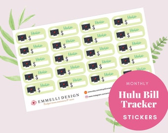 Hulu Monthly Bill Due Tracker Planner Stickers - Budget Planner Sticker - Planner - Dave Ramsey - Budget - ECLP