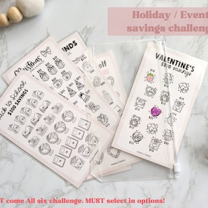 Savings Challenge, Savings tracker insert , Zippered Envelope option - A6 size - Budget Binder - Savings Binder - CHOOSE YOUR CHALLENGE