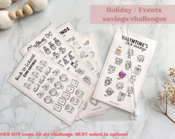 Savings Challenge, Savings tracker insert , Zippered Envelope option - A6 size - Budget Binder - Savings Binder - CHOOSE YOUR CHALLENGE