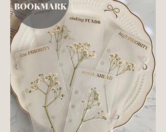 A6 Budget Cash Envelope Dividers / Bookmark - Minimalist - Flower - Cash Stuffing Binder - Select Your Title