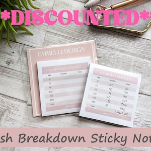 DISCOUNTED Cash Breakdown Sticky Notes 50 sheet - Budget - Cash envelope system accessory - Stationary - cash withdraws - Budget Planner