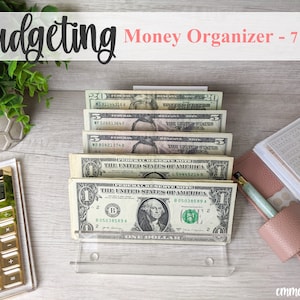 Cash Tray, Budgeting Money Organizer - 7 section divided Acrylic tray - Cash Stuffing Accessory - Dave Ramsey Inspired