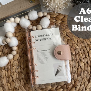Clear Cash Envelopes Budget System Binder Cover ONLY - A6/Personal size, Money Binder, Planner, Budget Binder, Pink, Rose Gold Hardware