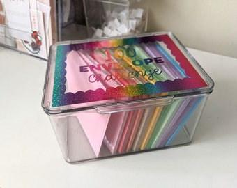 100 Envelope Challenge Kit: Tracker, Box, 100 Envelope,  labels - Budget, Savings, Cash Stuffing, 5k Challenge - READY TO SHIP