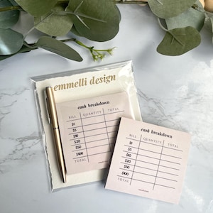Cash Breakdown Sticky Notes 50 sheet + FREE Mini Pen - Budget - Cash envelope system accessory - Stationary - bank slip - Budget Planner
